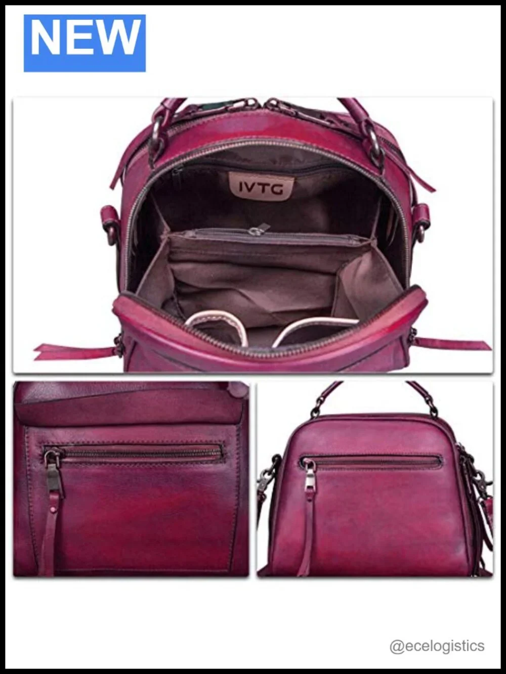 Genuine Leather Vintage Handmade Satchel Crossbody Purse with Strap